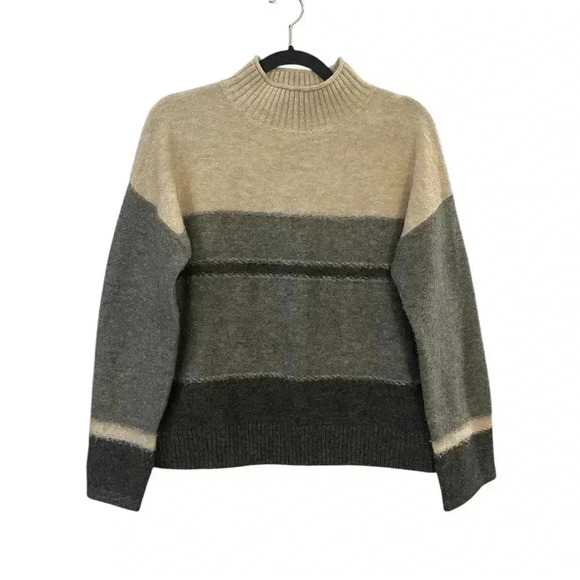 Universal Thread mock neck color block cozy sweater neutral oversized XS - Picture 1 of 10